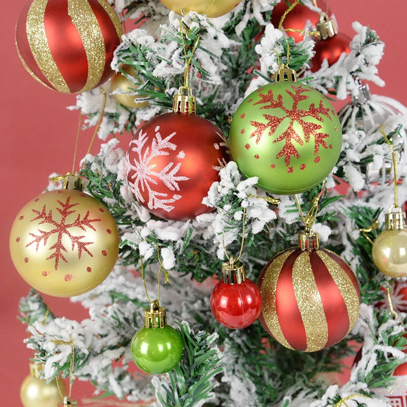 1Box Mixed Christmas Ball Ornament Red White Gold Xmas Tree Hanging Bauble Pendants Christmas Decorations For Home Navidad Noel