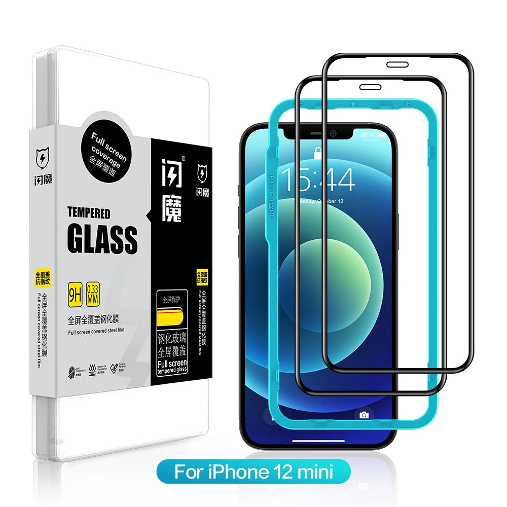 Screen Protector For iPhone 11 13 Pro Max 9H Tempered Glass Film for 12/12 mini/12 Pro Max XR Xs Max Clear Full Cover 2pcs iPhone 12 mini