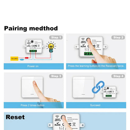 86 Wireless Smart RF 433Mhz 100-220V Wall Panel with Remote Control Mini Relay Receiver Home Led Light Lamp Switch