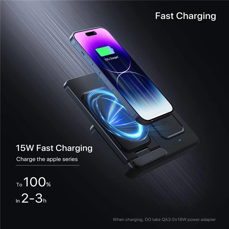 3 In 1 Wireless Charger Stand Pad For iPhone 14 13 12 11X8 Apple Watch 8 7 6 5 Airpods Foldable 15W Fast Charging Dock Station