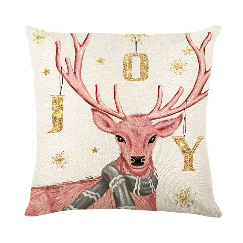 Linen Christmas Pillow Cover Snowman Elk Pillow Case 2023 Christmas Decoration for Home New Year Sofa Car Cushion Cover 45x45cm 30