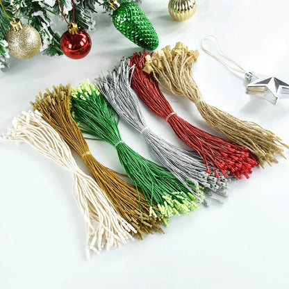 100Pcs Christmas Ornaments Hanger String Ornament Hook Ropes Precut String with Snaps Locking for Xmas Ornament Hanging Decor