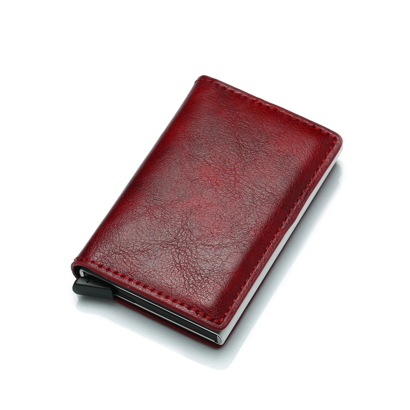 ID Credit Bank Card Holder Wallet Luxury Brand Men Anti Rfid Blocking Protected Magic Leather Slim Mini Small Money Wallets Case Standard Versio Red