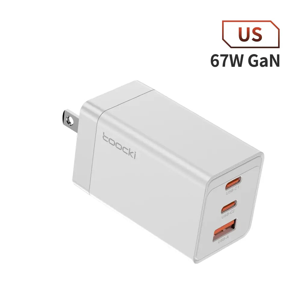 Toocki 67W GaN USB C Charger Quick Charge 65W QC4.0 PD 3.0 45W USB C Type C Fast USB Charger For iPhone 15 14 13 12 Pro MacBook US White 67W