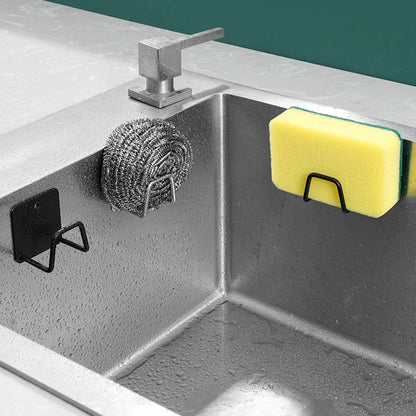 Kitchen Stainless Steel Sink Sponges Holder Self Adhesive Drain Drying Rack Kitchen Wall Hooks Accessories Storage Organizer