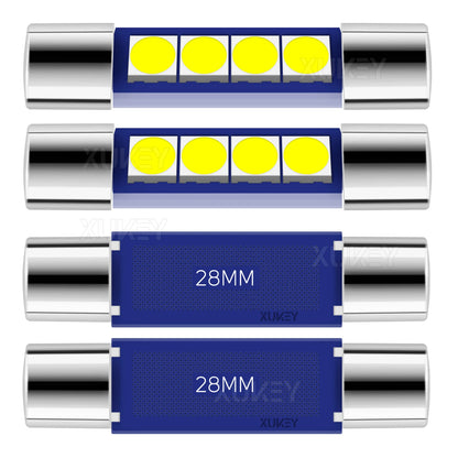 4 Pack 29 28mm LED Fuse 6614F 6612F TS-14V1CP LED Festoon Bulbs Car Interior Sun Visor Light Vanity Mirror Dome Lamp Replacement