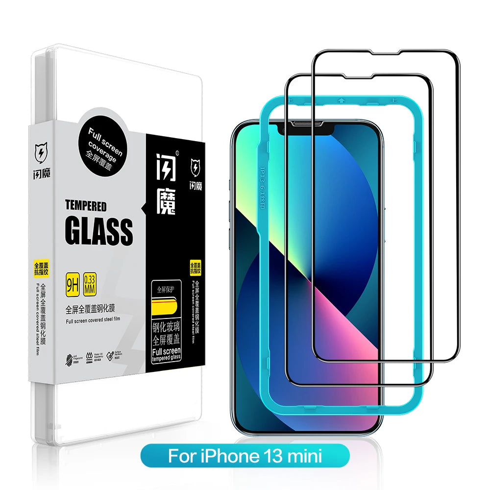 Screen Protector For iPhone 11 13 Pro Max 9H Tempered Glass Film for 12/12 mini/12 Pro Max XR Xs Max Clear Full Cover 2pcs iPhone 13 mini