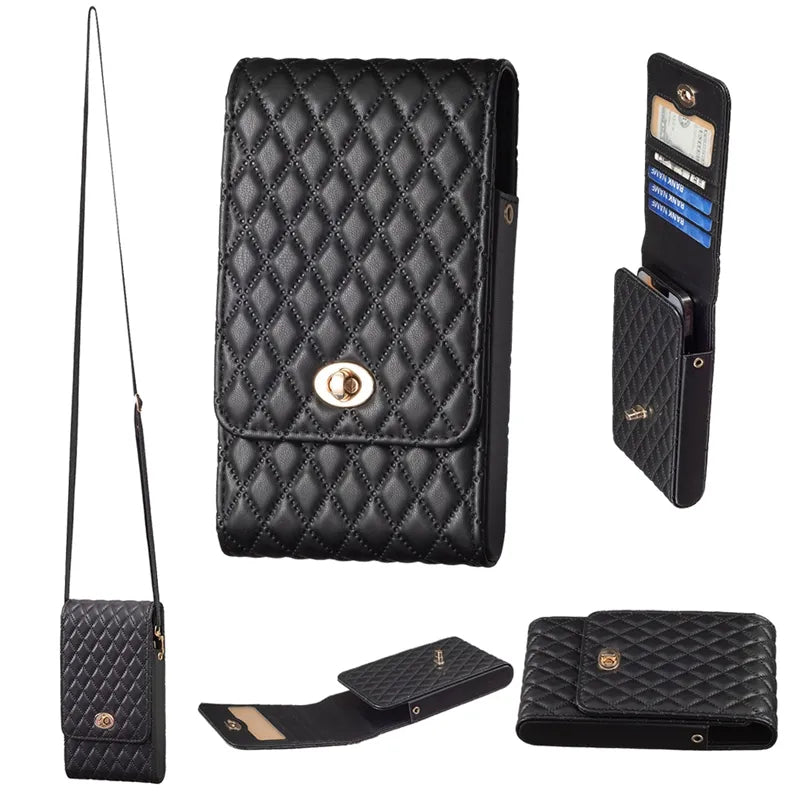 Wallet Small Fragrant Wind Bag With Shoulder Rope Case For iPhone Xiaomi Redmi Huawei OPPO VIVO Moto Google Nokia Realme Infinix