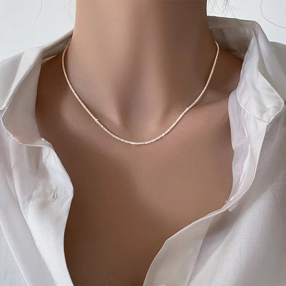 2022 Popular Silver Colour Sparkling Clavicle Chain Choker Necklace Collar For Women Fine Jewelry Wedding Party Birthday Gift