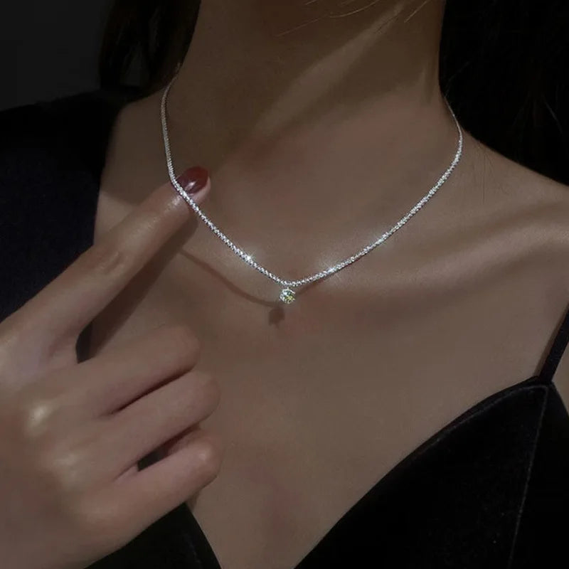 2022 Popular Silver Colour Sparkling Clavicle Chain Choker Necklace Collar For Women Fine Jewelry Wedding Party Birthday Gift 77491