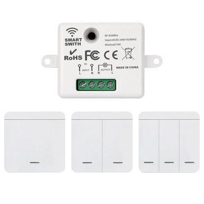 86 Wireless Smart RF 433Mhz 100-220V Wall Panel with Remote Control Mini Relay Receiver Home Led Light Lamp Switch