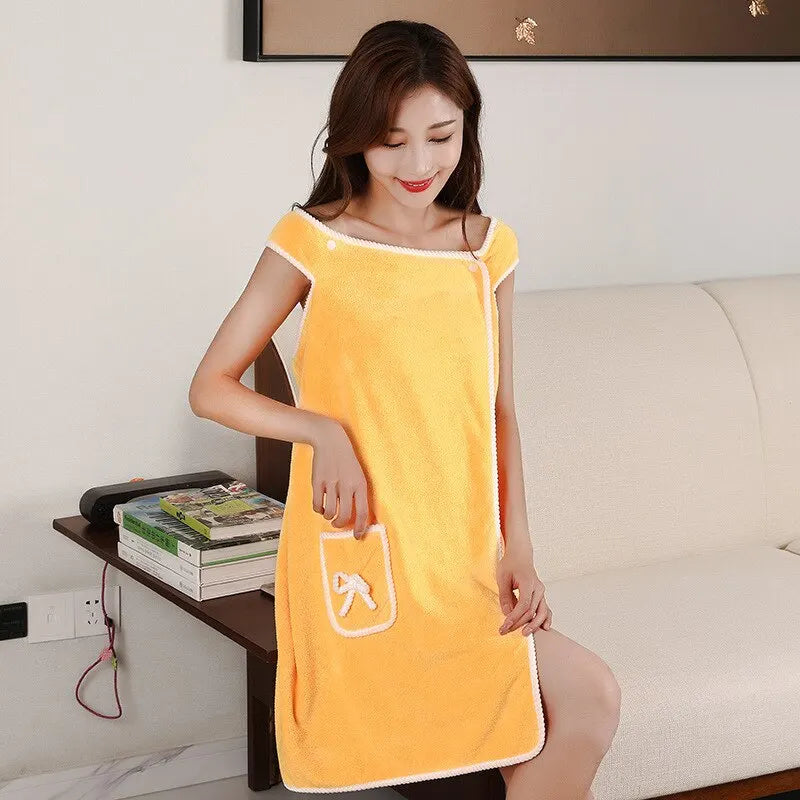 Womens Bath Towels Girls Wearable 140*85Cm Fast Drying Bathing Beach Spa Bathrobes Wash Clothing, Shower Bath And Gym Towel Apricot yellow