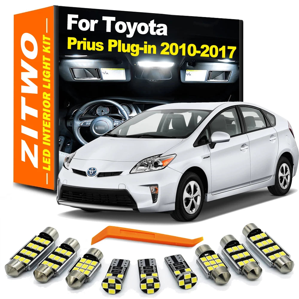 ZITWO 12Pcs Canbus No Error For Toyota Prius Plug-in 2010 2011 2012 2013 2014 2015 2016 2017 Car LED Interior Light Bulb Kit