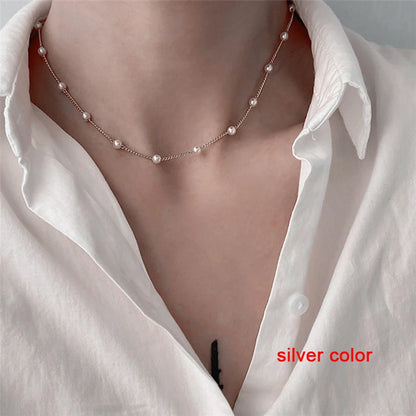 2022 Popular Silver Colour Sparkling Clavicle Chain Choker Necklace Collar For Women Fine Jewelry Wedding Party Birthday Gift 77484