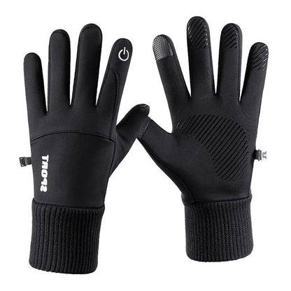 Outdoor Winter Gloves Waterproof Moto Thermal Fleece Lined Resistant Touch Screen Non-slip Motorbike Riding black as pic 3