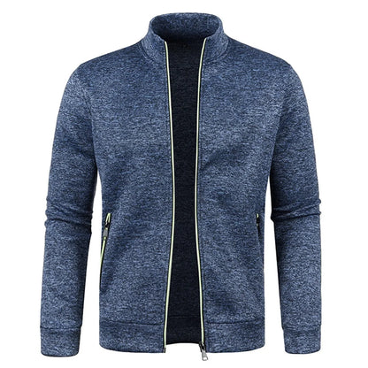 Men Zipper Jackets Standing Collar Sweatshirt Outdoor Streetwear Casual Coat Long Sleeve Coats Men's Clothing M-4XL Navy Blue