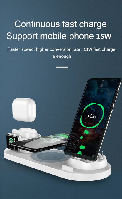 30W 7 in 1 Wireless Charger Stand Pad For iPhone 14 13 12 Pro Max Apple Watch Airpods Phone Chargers Fast Charging Dock Station