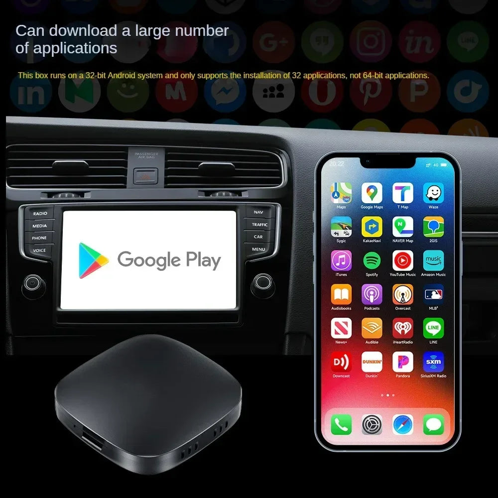 2024 New CarPlay TV Ai Box Android13 Tv Box Support Netflix YouTube Wireless Carplay Android Auto Adapter for Wired Carplay