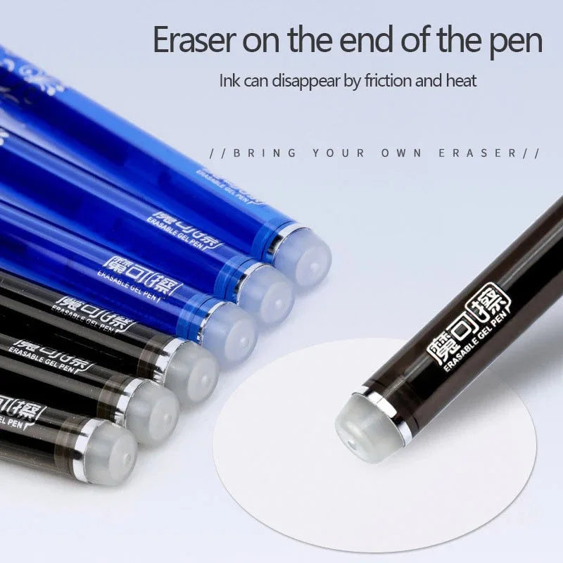 0.5mm Erasable Gel Pen Set Black Blue Red Ink Refill Rod Kawaii Pens Washable Handle School Office Supplies Writing Stationery