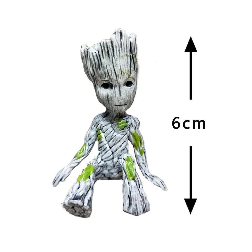 disney Marvel Avengers Groot Mini figure Pen Holder Flower Pot Anime Toys Action Figure Sitting Groot Christmas Kids Toys Gifts G white 1PC