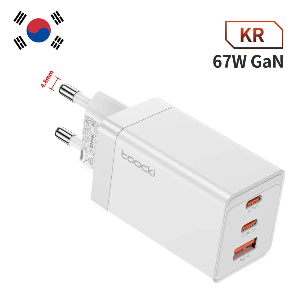 Toocki 67W GaN USB C Charger Quick Charge 65W QC4.0 PD 3.0 45W USB C Type C Fast USB Charger For iPhone 15 14 13 12 Pro MacBook KR White 67W