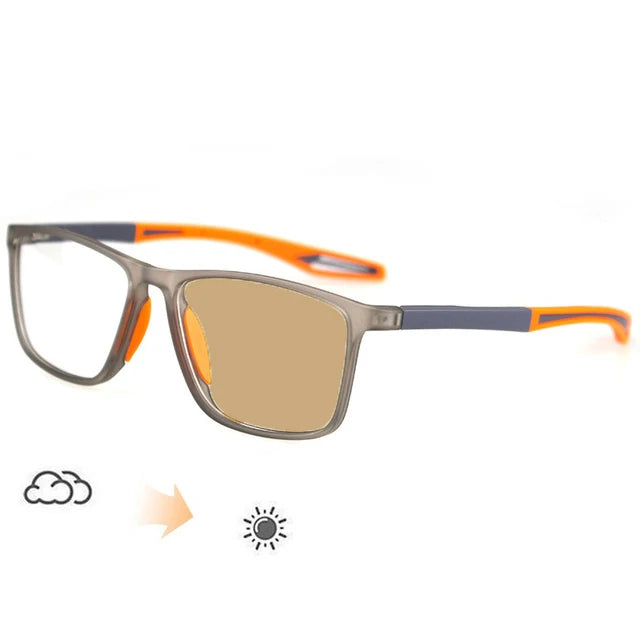 Trendy Intelligent Photochromic Myopia Glasses Men Color Changing Anti-blue Light Eyewear Unisex Optical Eyeglasses 0 To -4.0 orange(turn tea)