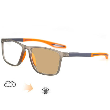 Trendy Intelligent Photochromic Myopia Glasses Men Color Changing Anti-blue Light Eyewear Unisex Optical Eyeglasses 0 To -4.0 orange(turn tea)