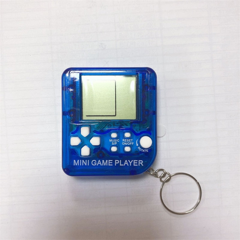 Pocket Mini Classic Game Machine Keychain Children's Handheld Retro Nostalgic Game Console With Keyring Video Game 26 Games Gift Blue