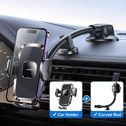 Joyroom Dashboard Phone Holder for Car 360° Widest View 9in Flexible Long Arm Universal Handsfree Auto Windshield Air Vent Moun Curved rod