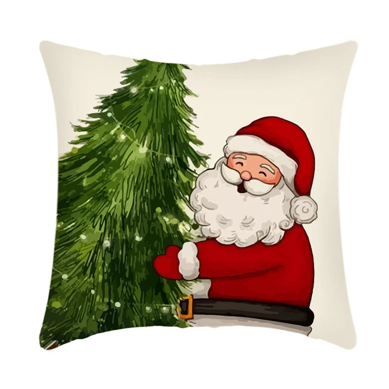 Linen Christmas Pillow Cover Snowman Elk Pillow Case 2023 Christmas Decoration for Home New Year Sofa Car Cushion Cover 45x45cm 17