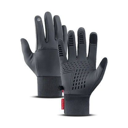 Winter Men Women Gloves Touch Cold Waterproof Motorcycle Cycle Gloves Male Outdoor Sports Warm Thermal Fleece Running Ski Gloves Gray