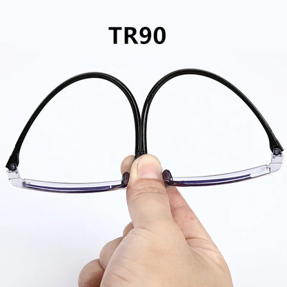 New Men Women Rimless Reading Glasses Anti Blue Light Bifocal Far Near Magnification Eyewear Presbyopic Glasses +150 +200