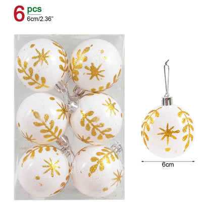 6Pcs/box 6cm Transparent Painting Christmas Ball New Year Xmas Tree Ornaments Decoration for Home 2023 Noel Navidad Gifts Style8 6cm