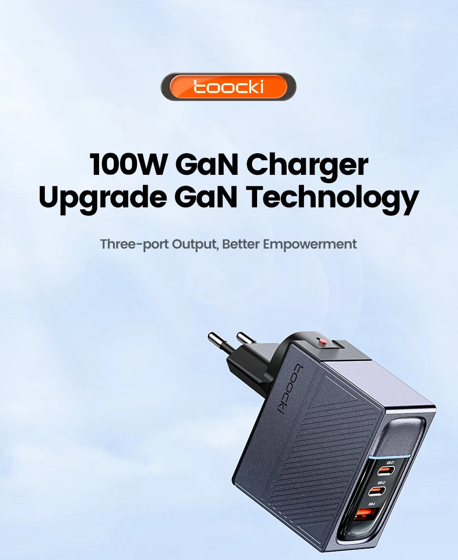 Toocki USB GaN Charger 100W Quick Charger PD Fast Charging Chargers For iPhone 14 13 12 11 Pro Max QC3.0 Type C Charger Adapter