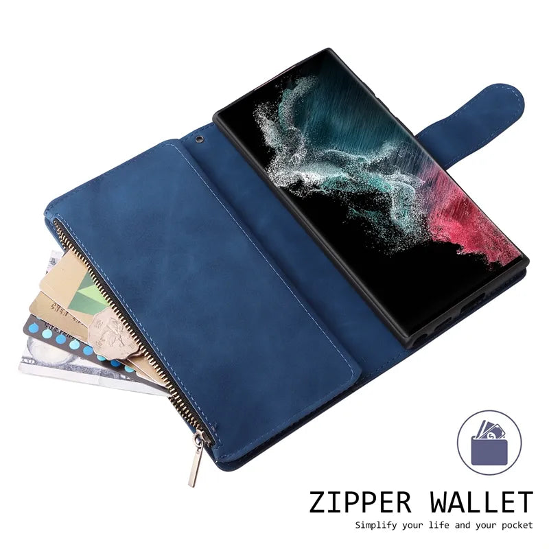 Wallet Multi-Card Zipper Flip Leather Case For Xiaomi Redmi 10C 9A 9C 9T 8 Note 12 Pro 11 Pro 10 Pro 9 Pro 8 7 Poco X5 Pro 12T