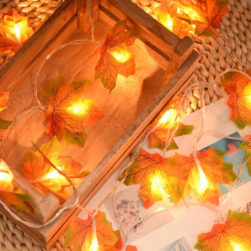 3M 20LED Maple Leaf Light String Fake Autumn Leaves LED Fairy Garland for Christmas Thanksgiving Halloween Party Home Decoration