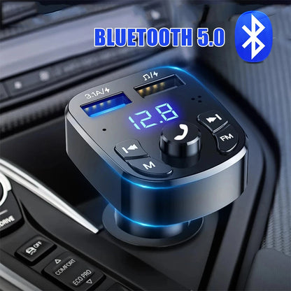 Car Hands-free Bluetooth-compaitable 5.0 FM Transmitter Car Kit MP3 Modulator Player Handsfree Audio Receiver 2 USB Fast Charger default title