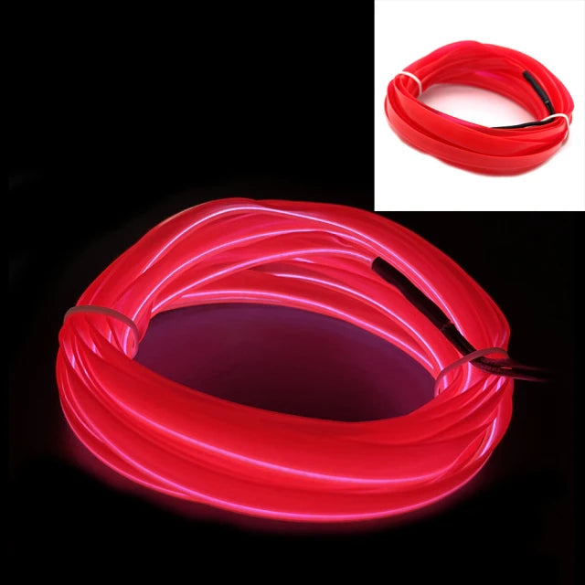 Car LED Strip EL Wire Rope Tube USB Switch Cigarette Car Ambient Light Neon Light Garland Decoration Flexible Led Tube Auto Led Pink Strip