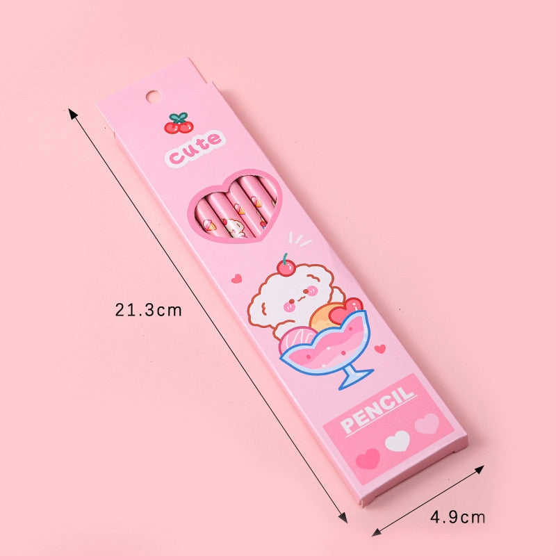 6 Pcs/Set Sweetheart Cute Pencil Children HB Painting Sketch Pen Primary School Students Writing Exam Stationery Supplies Gifts