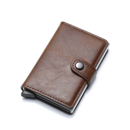 ID Credit Bank Card Holder Wallet Luxury Brand Men Anti Rfid Blocking Protected Magic Leather Slim Mini Small Money Wallets Case Upgraded Vers Coffee