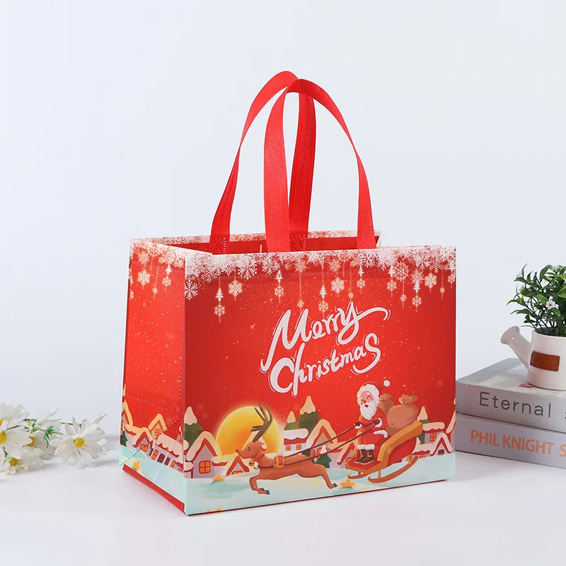 Merry Christmas Gift Bags Non-woven Santa Claus Snowman Handbag Xmas Holiday Party Supplies 2024 New Year Candy Gift Packaging 4