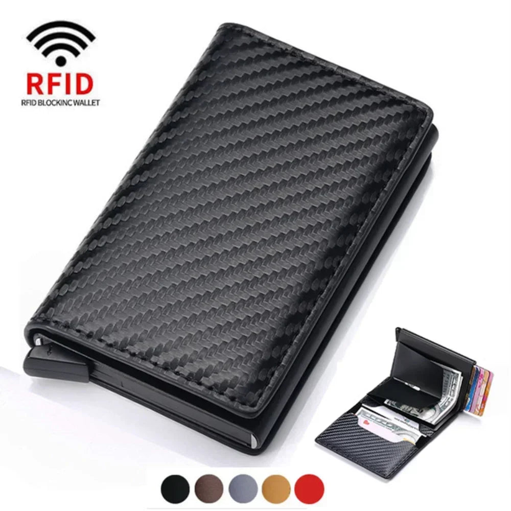 Credit Card Holder Men Wallet RFID Blocking Protected Aluminium Box PU leather Wallets with Money Clip Designer pasjeshouder