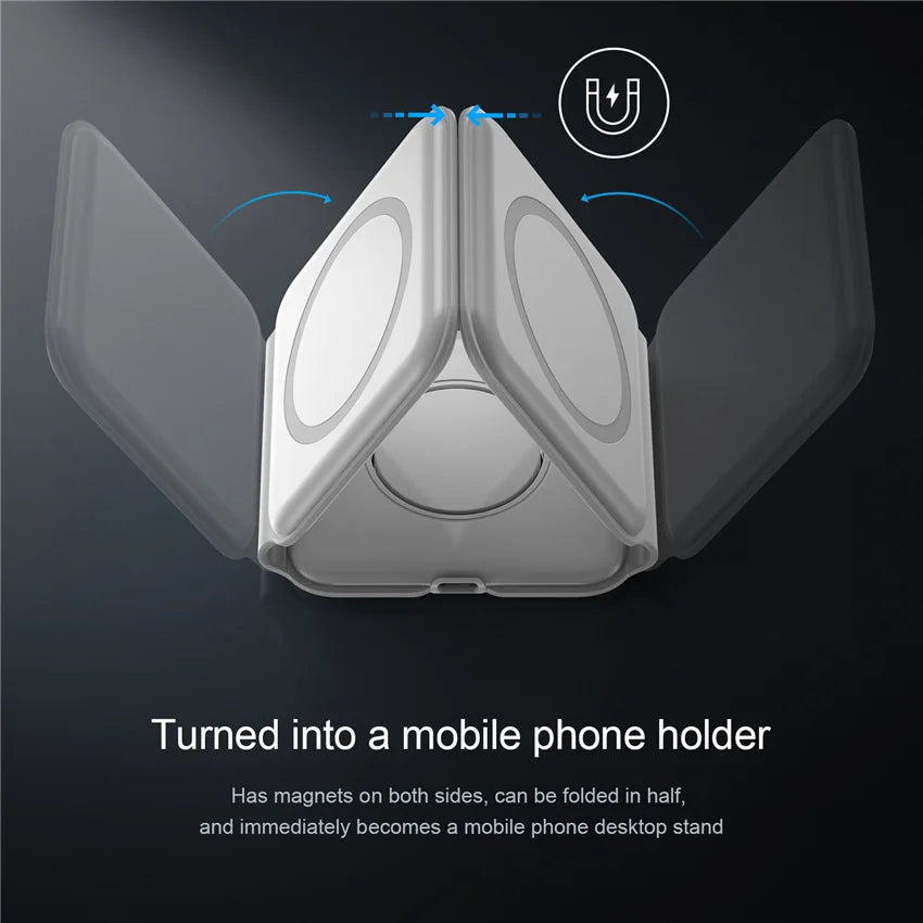 3 In 1 Magnetic Wireless Charger Pad Stand Foldable for iPhone 15 14 13 12 11 Apple Watch AirPods 15W Fast Charging Dock Station