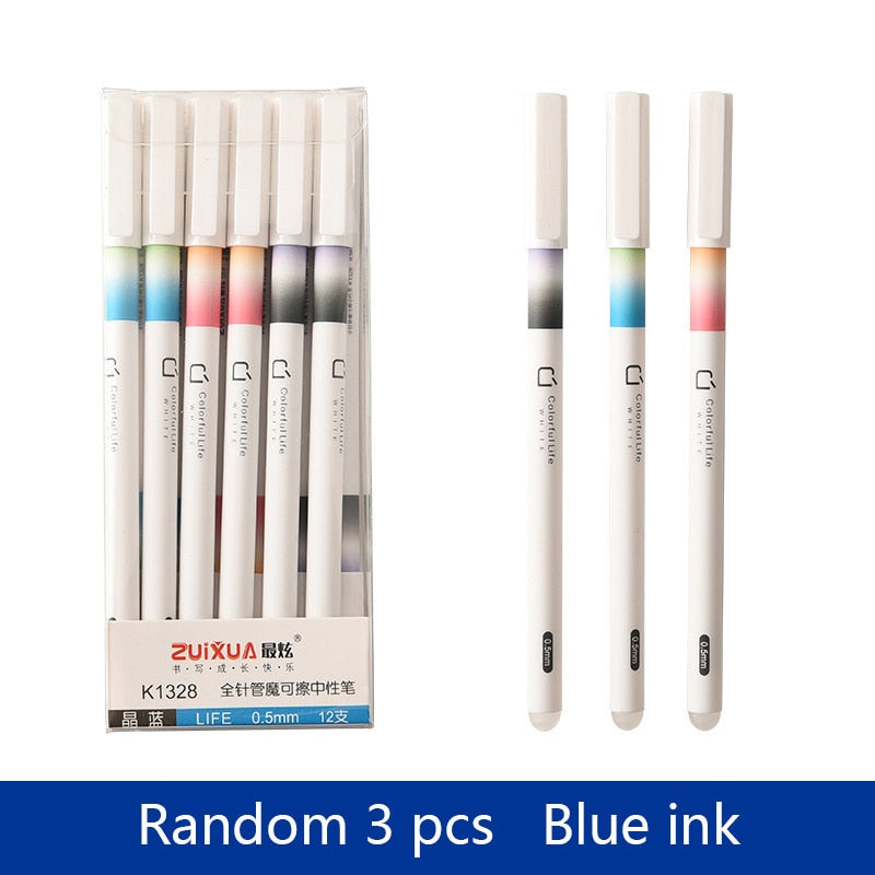 3Pcs/Set Constellation Erasable Gel Pens for School Office Writing Tools Kawaii Neutral Pen Stationery Gift 0.5mm Black Blue Ink E-Random 3PCS blue