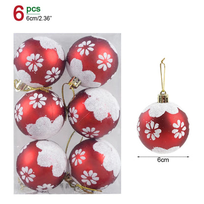 6Pcs/box 6cm Transparent Painting Christmas Ball New Year Xmas Tree Ornaments Decoration for Home 2023 Noel Navidad Gifts Style7 6cm