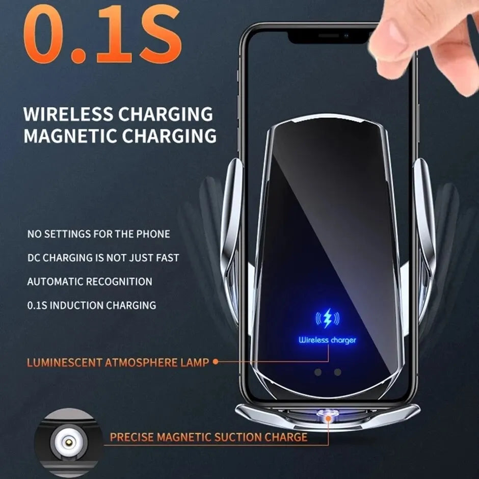 Car Wireless Charger Magnetic Auto Car Mount Phone Holder For iPhone Samsung Xiaomi Infrared Induction 15W Fast Charging Station