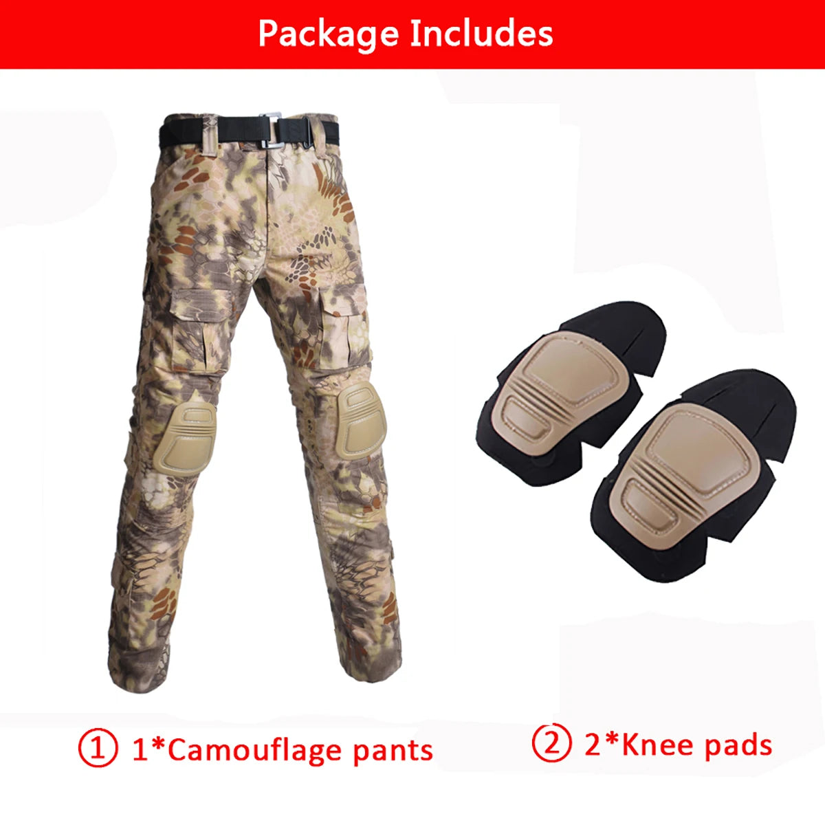Multicam Camouflage Military Tactical Pants Army Wear-resistant Hiking Pant Paintball Combat Pant With Knee Pads Hunting Clothes desert python pants