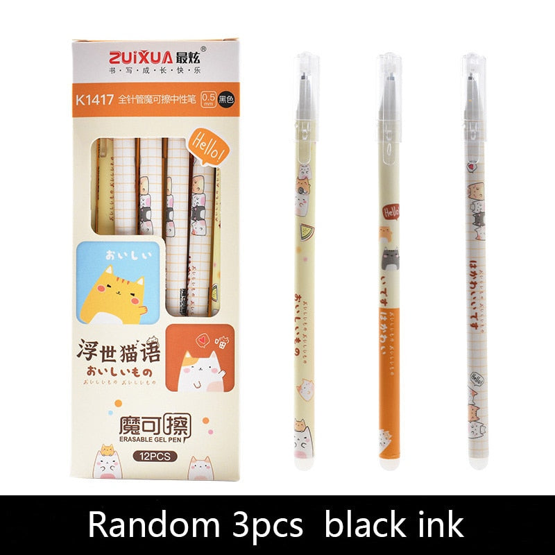 3Pcs/Set Constellation Erasable Gel Pens for School Office Writing Tools Kawaii Neutral Pen Stationery Gift 0.5mm Black Blue Ink C-Random 3PCS black