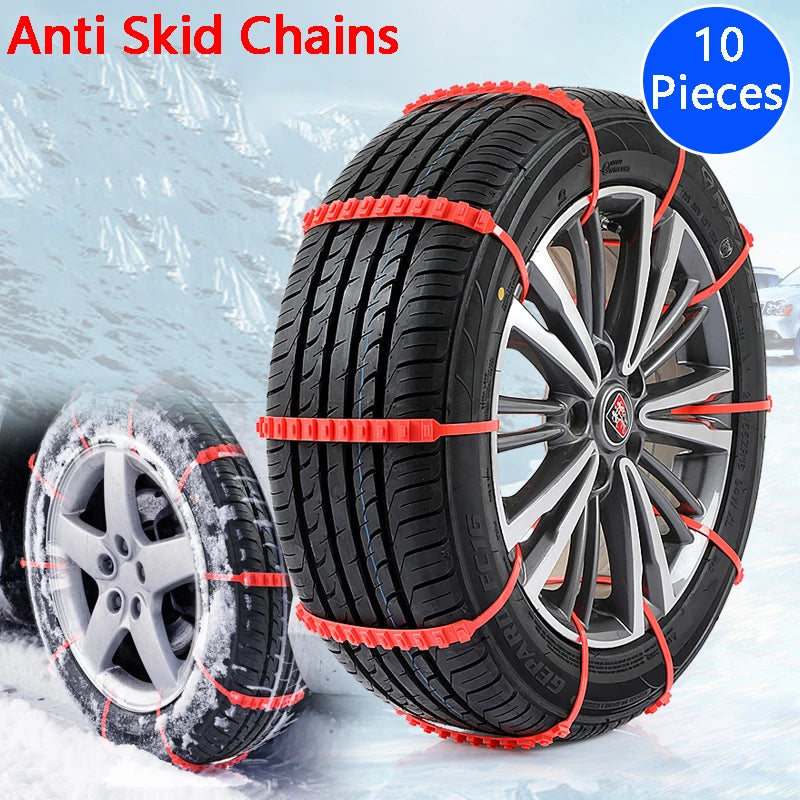 10Pcs Anti Skid Snow Chains Car Winter Tire Wheels Chains Winter Outdoor Snow Tire Emergency Double Grooves Anti-Skid Chains