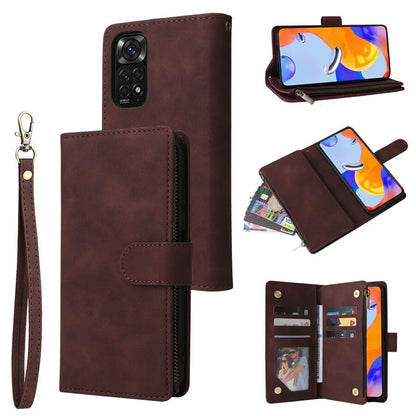 Wallet Multi-Card Zipper Flip Leather Case For Xiaomi Redmi 10C 9A 9C 9T 8 Note 12 Pro 11 Pro 10 Pro 9 Pro 8 7 Poco X5 Pro 12T Coffee